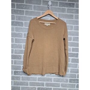 Brochu Walker Womens Tan 100% Cashmere Knit Crew Neck Pullover Sweater  Small